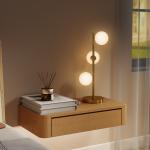 Bordslampa 3 Glober Elegant Mässing Stål och Glas för Sovrum och Vardagsrum Modern Bordsbelysning med G9 Sockel Stabil Fot 24x24x53 cm