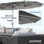 Dubbelparasoll med Solskydd i Aluminium och Polyester, UPF 50+ UV-beständig, Mörkgrå