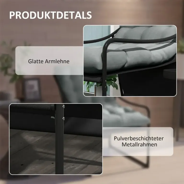Loungefåtölj för Utomhusbruk med Tjock Dyna, Grå