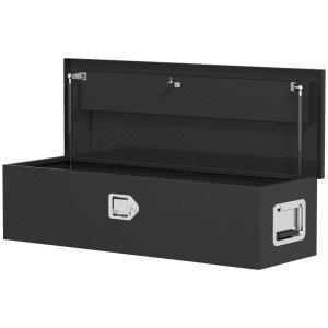 Förvaringslåda Verktygslåda med Sidohandtag och Lås Svart av Aluminium för Lastbil och Släpvagn Trailerförvaring 99 x 33 x 25,5 cm
