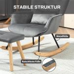 Gungstol Amningsstol Mörkgrå av Sammet och Trä för Sovrum Bekväm Fåtölj med Pall Vingstol 66 x 96 x 101 cm