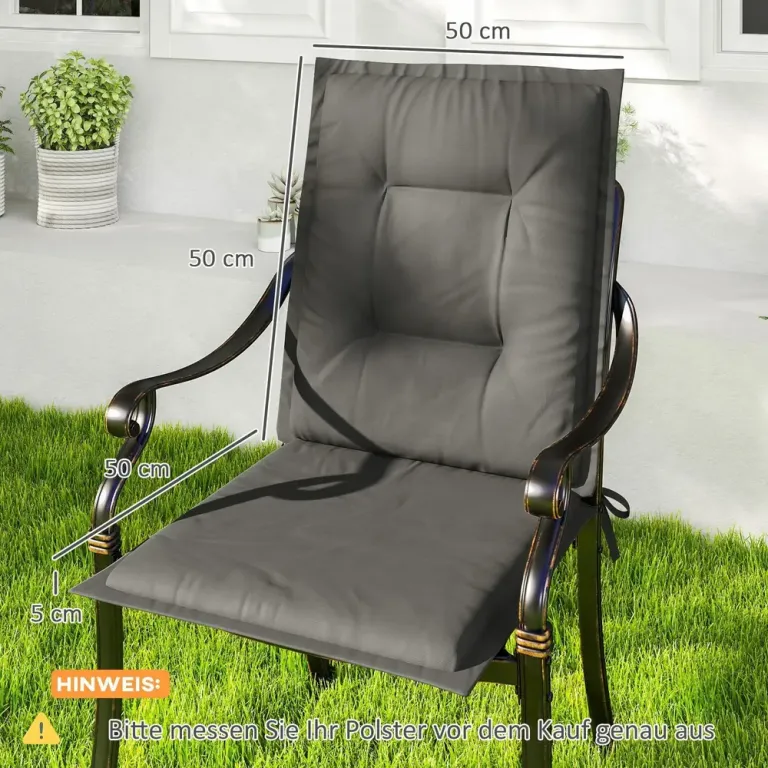 Stolsdynor 4-Pack med Knytband 108 X 50 cm, Ljusgrå