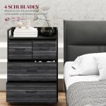 Kommod och Sideboard med 4 Tyglådor i Industriell Design för Sovrum Hållbar och Stabil Svart Stål och MDF 60 x 29 x 85 cm