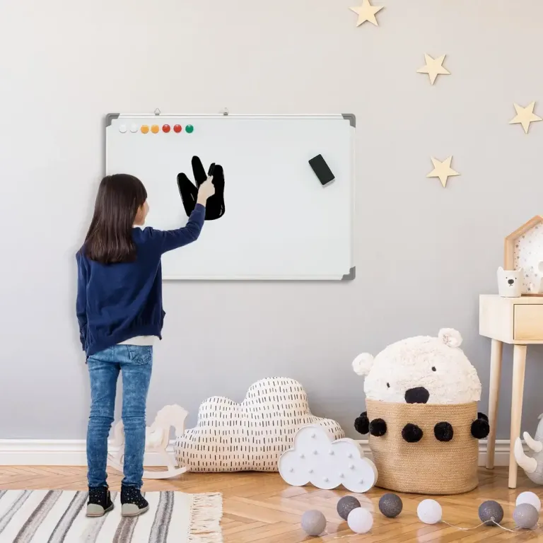 Whiteboard Magnettavla med Tillbehör 4 Pennor 1 Svamp