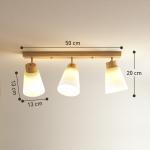 Taklampa Spotlight 3 Lampor Naturfärgad Trä och Metall för Vardagsrum Justerbara Huvuden 90 grader E27 Sockel Modern Design 40W