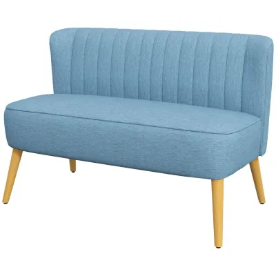 Soffa Loveseat 2-Sits Blå av Tyg 117 x 56,5 x 77 cm