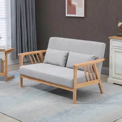 Soffa Loveseat 2-Sits Grå av Tyg 130 x 75 x 78 cm
