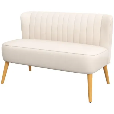 Soffa Loveseat 2-Sits Krämvit av Tyg 117 x 56,5 x 77 cm