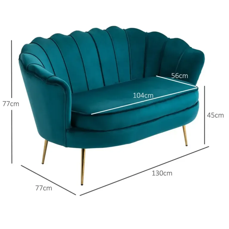 Soffa Loveseat 2-Sits Mörkgrön 130 x 77 x 77 cm