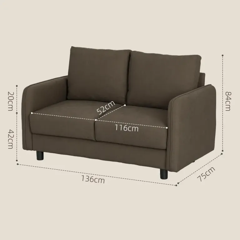 Soffa Loveseat 2-Sits Brun 136 x 75 x 84 cm