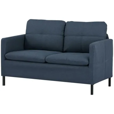 Soffa Loveseat Mörkblå av Tyg 135 x 67 x 78 cm