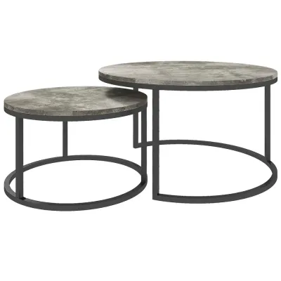 Soffbord Set om 2 Stapelbara Grå av Metall