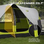 Campingtält Tunneltält för 8 Personer Grön av Polyester för Camping och Trädgård Vindtätt Familjetält med 2 Rum 2000 mm