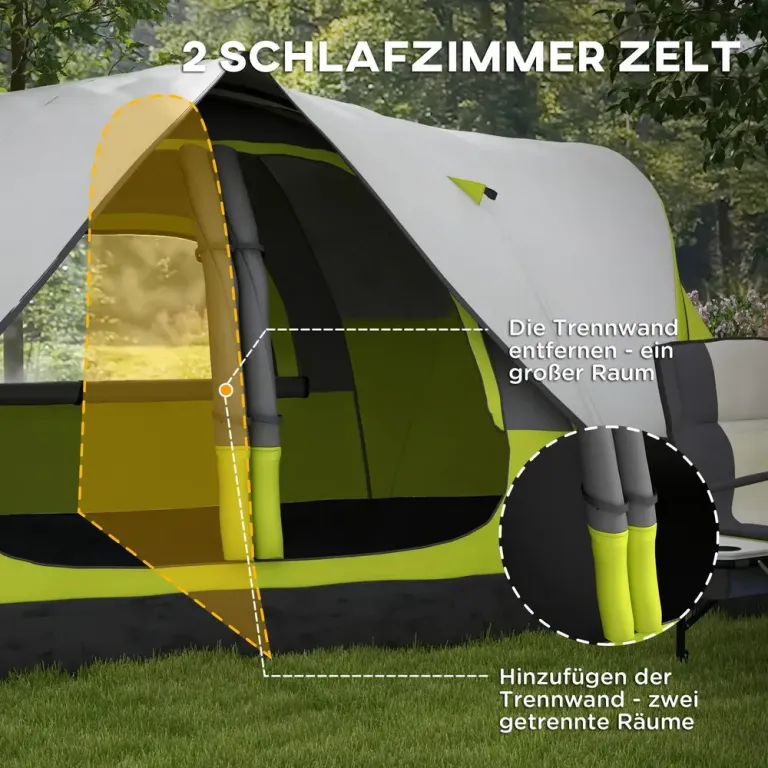 Campingtält Tunneltält för 8 Personer Grön av Polyester
