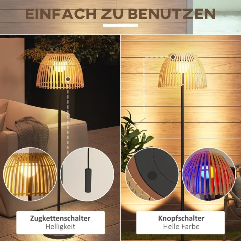 Solcellsgolvlampa Utomhuslampa Varmvit av Plast USB