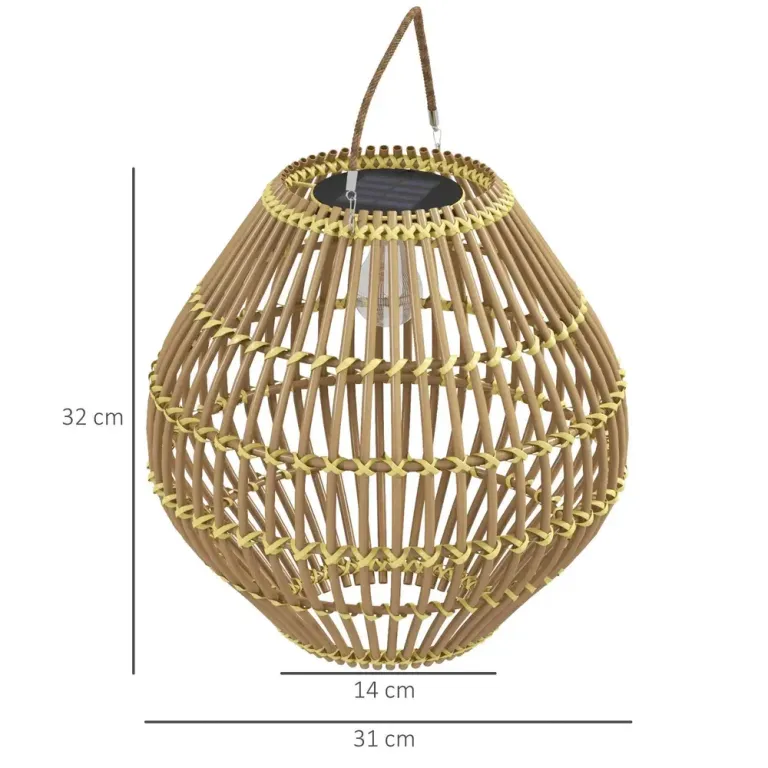 Sollampa Trädgårdslampa Gul av Rotting och Plast Lampa