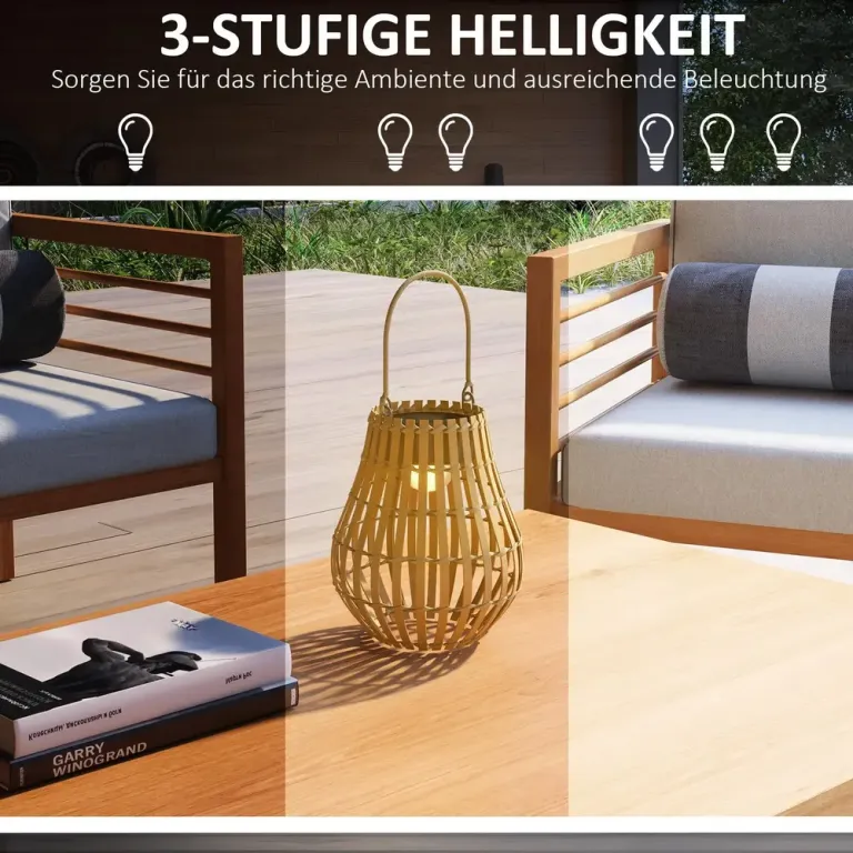 Sollampa Trädgårdslampa Natur av Bambu USB Uppladdningsbar