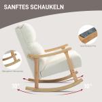 Gungstol med Sammetsklädsel och Ergonomiskt Ryggstöd, upp till 120 kg, Krämvit, 65 x 90 x 98 cm