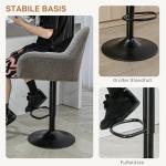 Set med 2 Barstolar, Retrodesign, Höjdjusterbar, Fleece, Grå + Svart