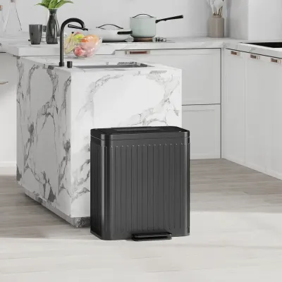 Pedalhink för Källsortering 2 Fack 2 x 20 l, Svart