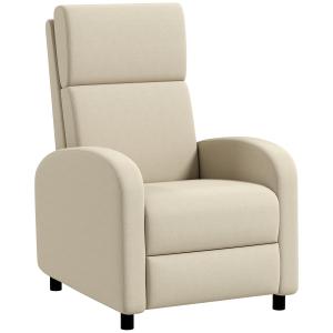 Liggstol TV-stol med Utfällbart Fotstöd, Lutning upp till 160°, Kräm, 64x86x102 cm