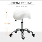 Rullpall Sadelpall Vit Konstläder för Kontor och Hem Höj- och Sänkbar Ergonomisk Snurrstol