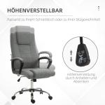 Ergonomisk Kontorsstol med Vippfunktion, Höj- och Sänkbar Skrivbordsstol i Tyg, Bekväm Arbetsstol för Hemmakontor, Grå, 110-119 cm