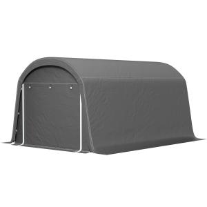 Tältgarage Cykelförvaringstält Vattentätt Mörkgrå av PE och Stål för Trädgård Cykelskjul med Dörr och Dammskydd 300 x 450 x 230 cm