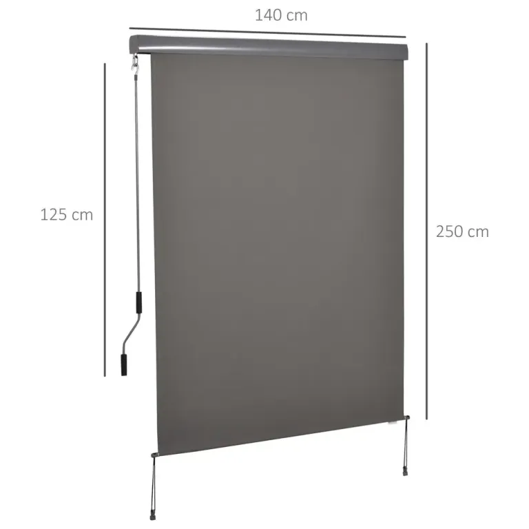 Vertikalmarkis 250 x 140 cm, Grå