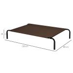 Hundsäng Utomhusbädd Kaffebrun Oxford Tyg och Metall för Husdjur Ventilerande och Upphöjd 130 X 80 X 20 Cm