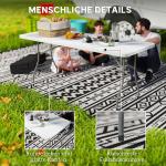 Trädgårdsbord Campingbord Fällbart Vit av Plast och Metall för Trädgård och Balkong Väderbeständigt Buffébord 180 x 74 cm