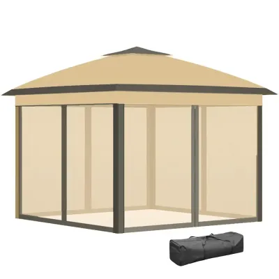 Trädgårdspaviljong Pop-up Partytält Beige 3,3 x 3,3 m