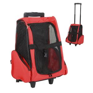 Hundvagn Bärväska Transportväska Röd Tyg 2 i 1 för Djurvagn med Dörr och Fönster Andas och Bekväm 42 X 25 X 55 Cm