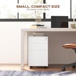 Rullcontainer Arkivskåp Vit av Stål för Kontor och Hemmakontor med Lås och 3 Lådor för A4 Förvaring 37 x 43,5 x 60 cm