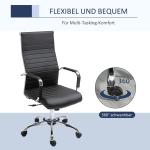 Ergonomisk Chefsstol i Konstläder, Bekväm Kontorsstol med Hög Rygg och Gungfunktion, Stilren Design för Kontor, Svart