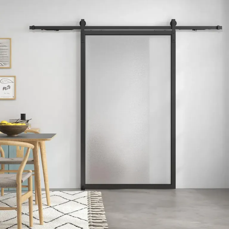 Skjutdörrsbeslag Dörrskena Svart av Kolstål 244 cm