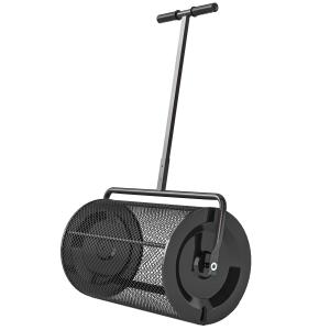 Kompostspridare 75 L med T-handtag och Nätkorg för Gräsmatta och Trädgård Hållbar och Stabil Svart Metall för Gödsel 61 x 40 cm