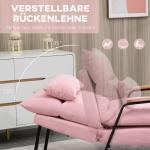 Öronlappsfåtölj med Pall, Bekväm Relaxstol med Fällbart Ryggstöd, Elegant Vilostol i Rosa Tyg, Rosa, 68 x 91,5 x 88 cm
