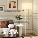 Modern Golvlampa med 3 Lägen, Fotkontakt, Dimbar i Linnelook, Vit