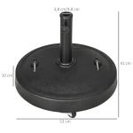 Parasollställ Paraplyhållare Svart av Konstharts för Trädgård och Balkong Mobil med Hjul för Ø38-48mm Stolpar 23,5 kg