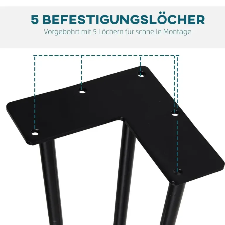 Bordsben Möbelfötter Set 4 Svart 12 x 12 x 72 cm