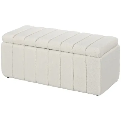 Bänk Sängbänk Stoppad av Trä 102 x 45 x 46 cm, Cremevit