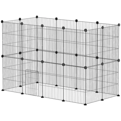 Utomhusinhägnad Smådjursbur med Dörr Svart 120 x 60 x 80 cm
