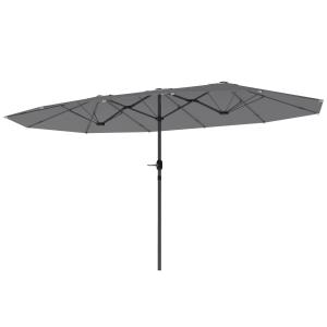 Parasoll Dubbelparasoll med Vev Mörkgrå av Stål och Polyester för Balkong och Trädgård Ovalt Solskydd med UV-Skydd 436 x 260 cm