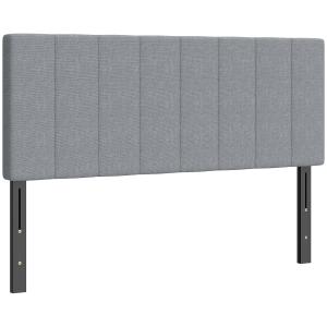 Sänggavel Justerbar Grå Linnelook för Dubbelsäng 160 cm Höjdjusterbar med Metallben Modern Sovrumsinredning