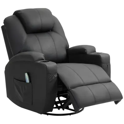 Relaxfåtölj Massagestol Grå av Tyg och Metall
