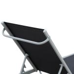 Trädgårdssolstol Relaxstol 5-Nivå Ryggstöd Svart Metall för Trädgård och Terrass 170 X 58 X 97 Cm
