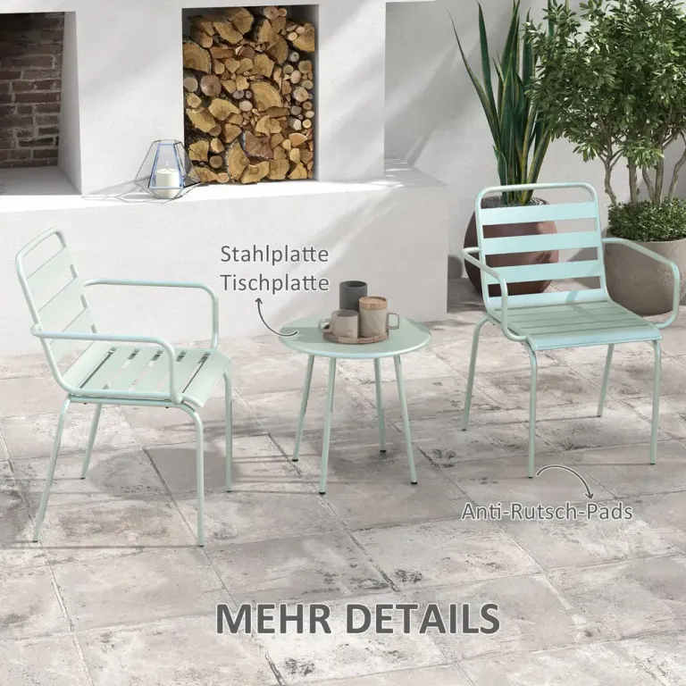 3-delat Bistroset Hopfällbart Grön 51 x 58 x 78 cm