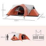 Tunneltält Familjetält Grön Grå av Polyester för Trädgård och Uteplats Vattenavvisande Campingtält för 6 Personer med Fönster