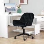 Snurrstol i Svart Sammet, Justerbar Kontorsstol för Vardagsrum, Elegant Skrivbordsstol med Ergonomisk Design, Svart